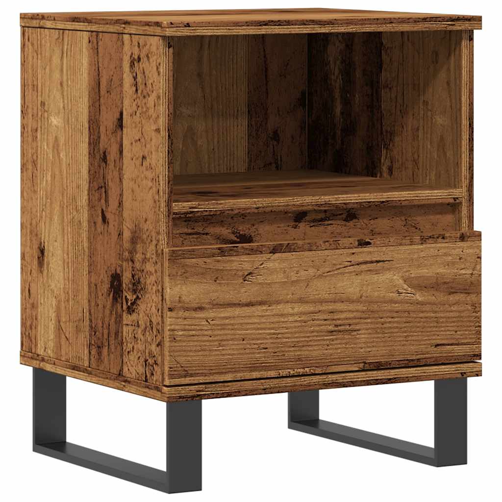 Mesita De Noche Madera Ingeniería Madera Envejecida 40x35x50 Cm_0