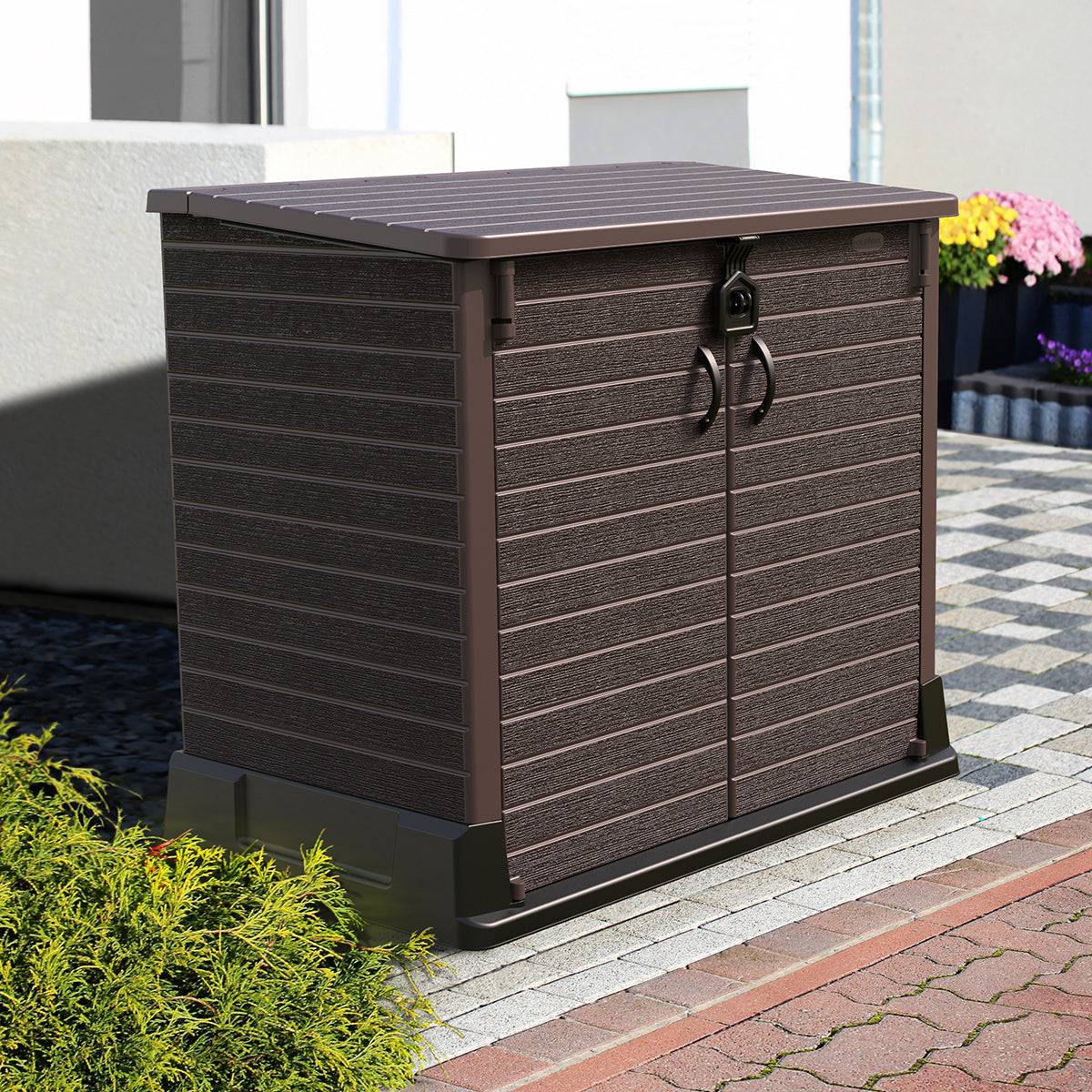 Arcón Cubre Cubos Exterior 850 L Pvc Marrón_1