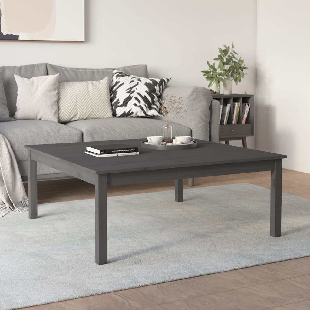 Mesa De Centro De Madera Maciza De Pino Gris 100x100x40 Cm_2