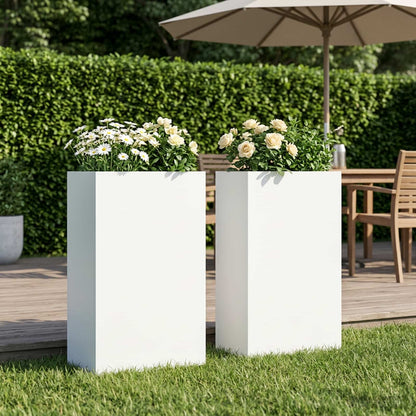Macetero De Jardín 2 Uds. Blanco 40 X 20 X 75 Cm_1