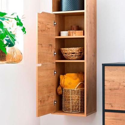 Columna De Baño, Mueble Auxiliar, Armario Alto Estilo Moderno 150x36,5x30 Cm Espacio Almacenaje, Briebe, Aura, Madera