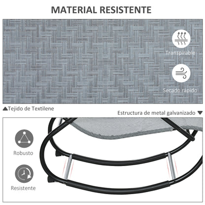 Outsunny Conjunto De 2 Mecedoras De Exterior Con Reposacabezas 160x61x79 Cm Gris_5