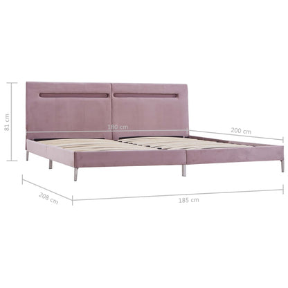 Estructura De Cama Con Led Sin Colchón Tela Rosa 180x200 Cm / Vetonek_3