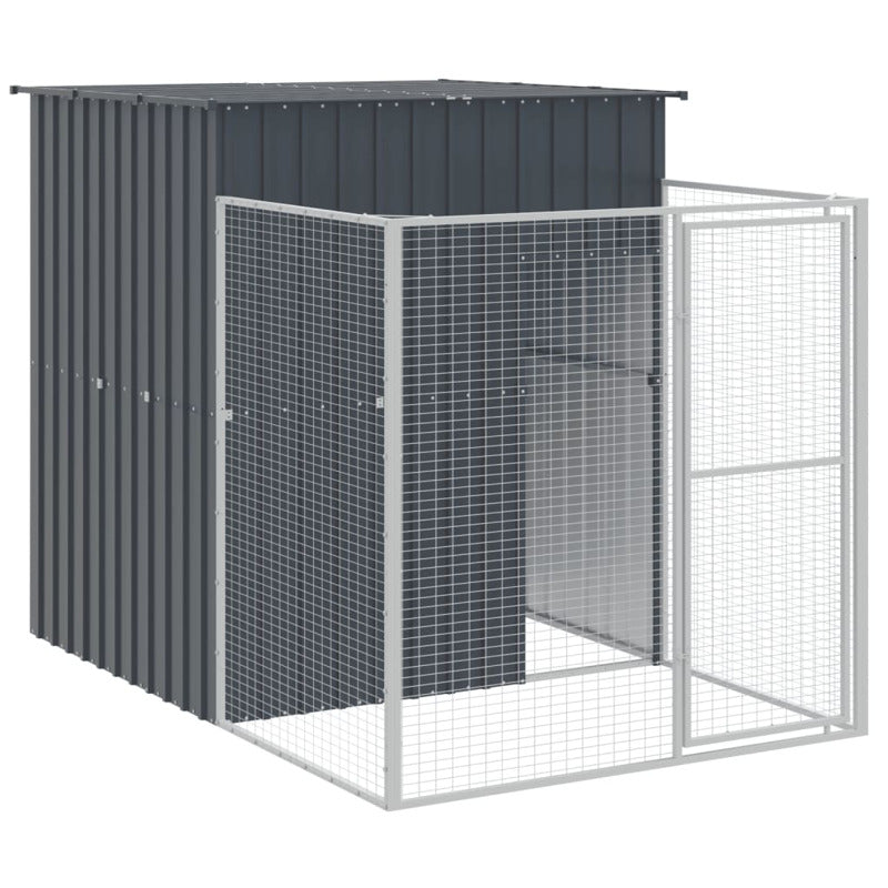 Vidaxl Caseta Perros Con Corral Acero Galvanizado Gris 165x659x181 Cm_5