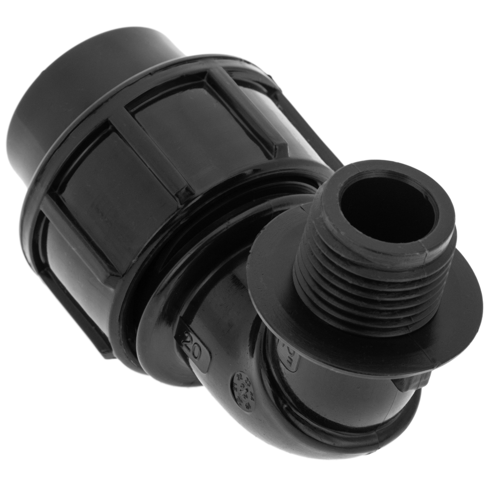 Pack De 5 Unidades Terminal De Rosca Macho Acodado De Polietileno 20 Mm X 1/2“ Para Sistema De Riego_1