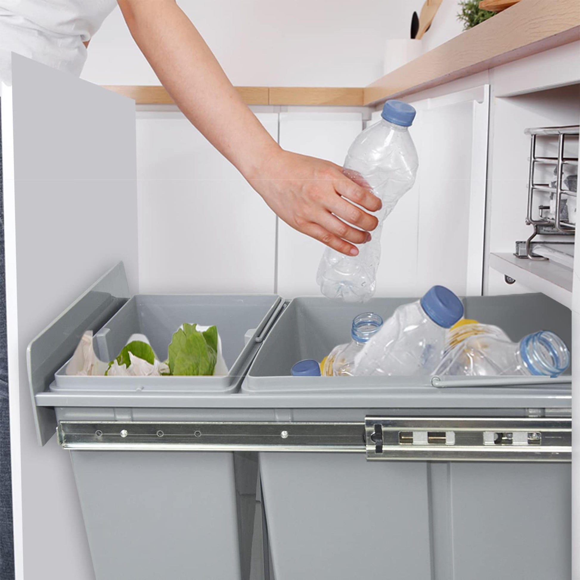 Cubo De Reciclaje 8l+5l Bajo Fregadero, Extracción Manual Y Tapa