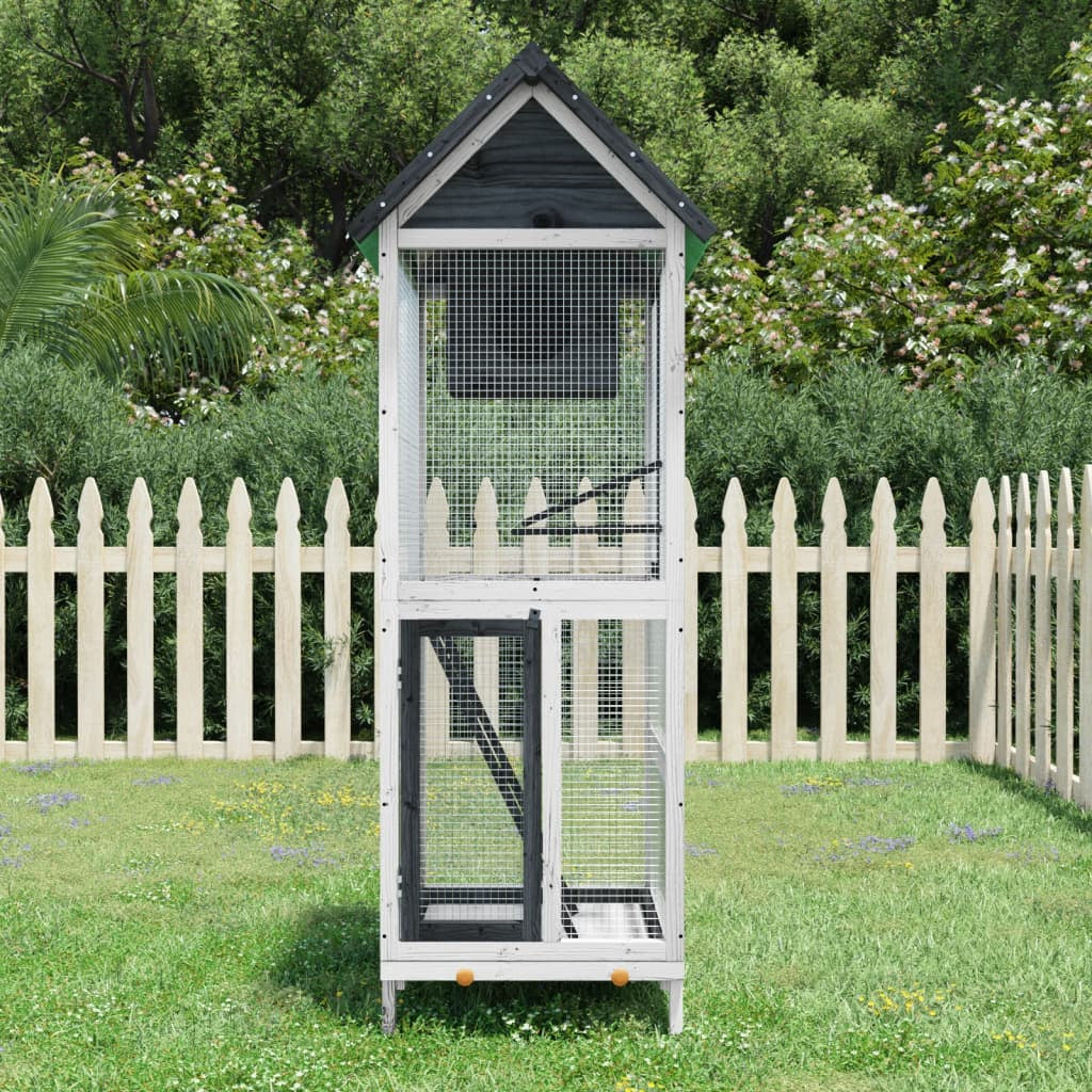 Vidaxl Casita Para Pájaros Madera Maciza Pino Gris 60x58,5x160 Cm_1