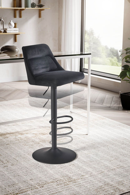 Taburete De Bar, Terciopelo Negro Con Respaldo 86 - 106 Cm_4