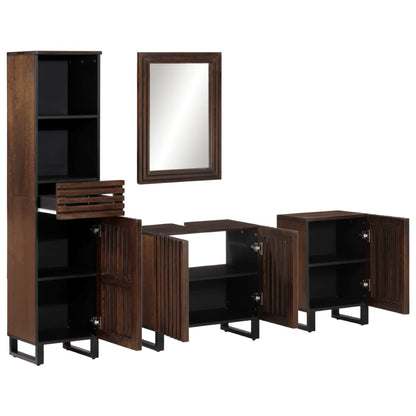 Conjunto De Muebles De Baño 4 Piezas Madera Maciza De Mango / Vetonek_1