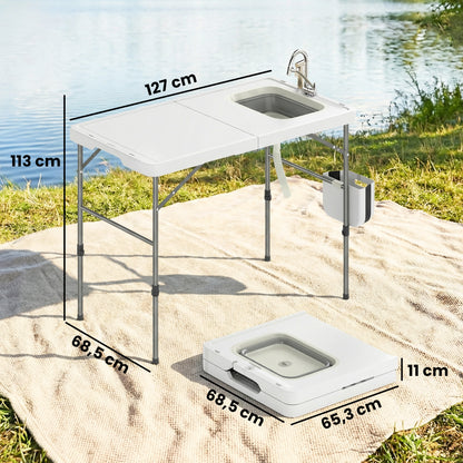Outsunny Mesa Plegable Camping Con Fregadero Y Altura Regulable_2