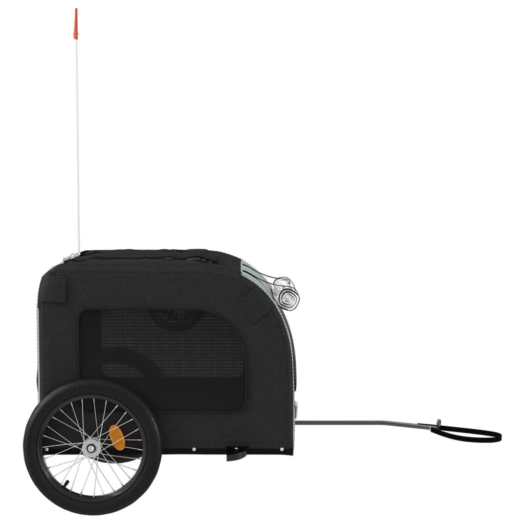 Remolque De Bicicleta Mascotas Hierro Tela Oxford Gris Negro_5