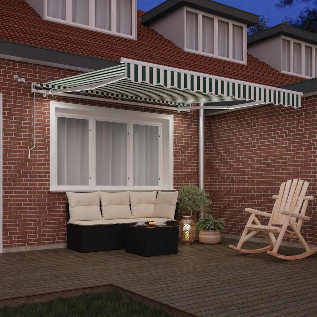 Toldo Retráctil Verde Y Blanco 300 X 250 Cm Poliéster_2