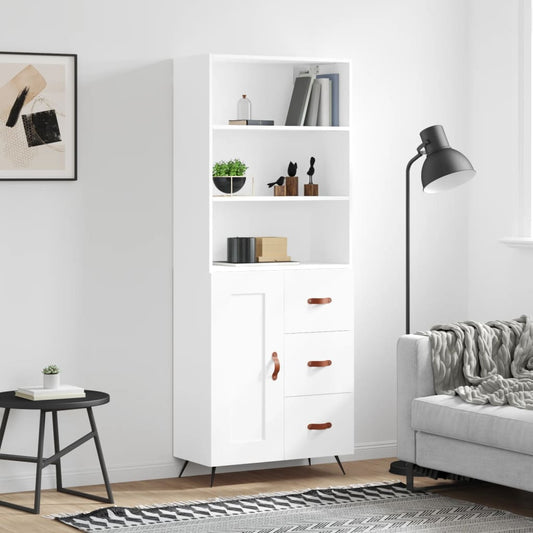 Aparador Alto Madera Contrachapada Blanco 69,5x34x180 Cm_0