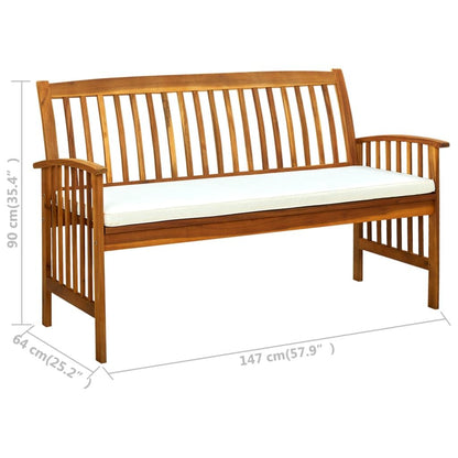 Vidaxl Banco De Jardín Con Cojín Madera Maciza De Acacia 147 Cm_2