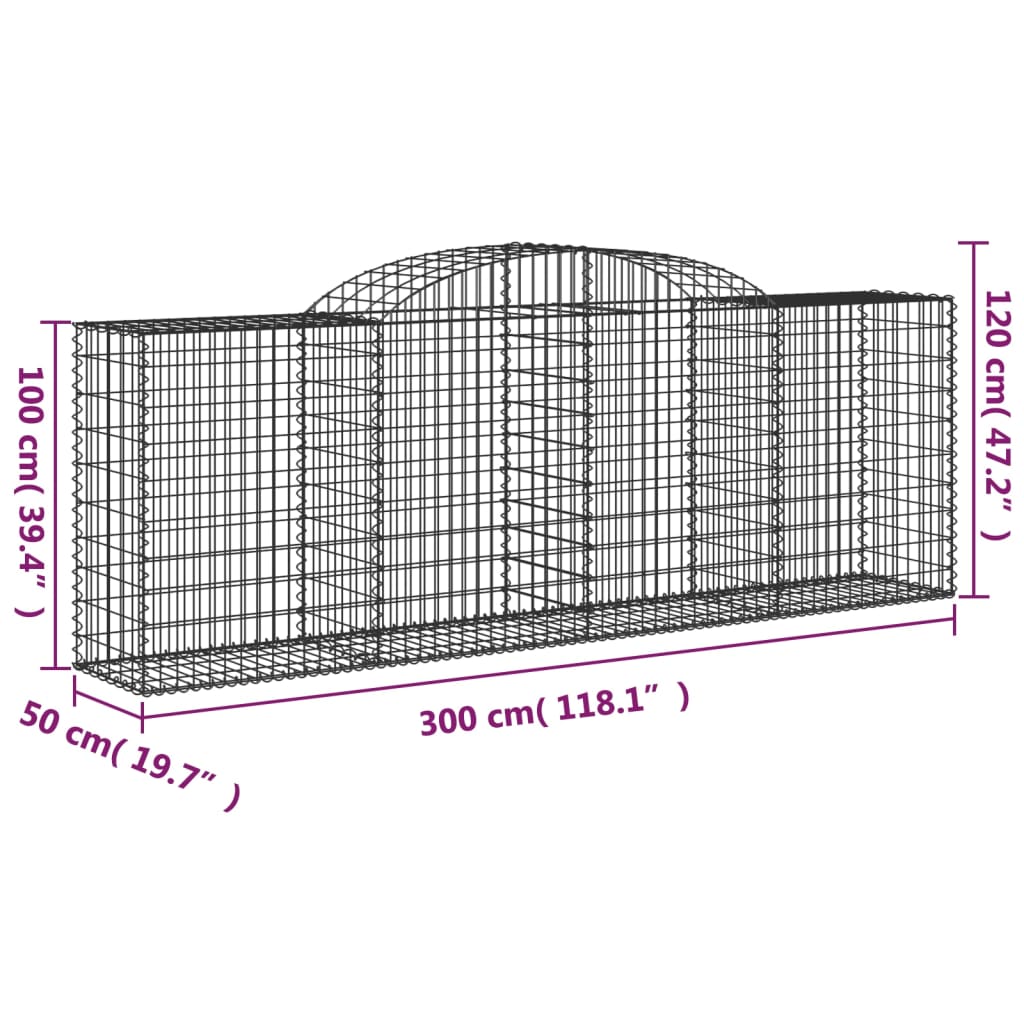 Cestas De Gaviones 25 Uds Forma De Arco Hierro 300x50x100/120cm_5