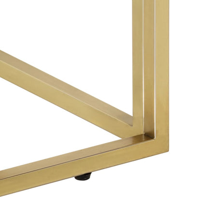 Mesa De Centro De Acero Inoxidable Dorado Y Madera Maciza_4
