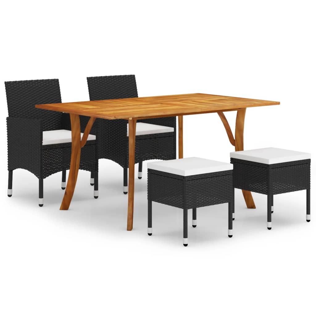 Juego De Comedor De Jardín De 5 Piezas Negro / Vetonek_0