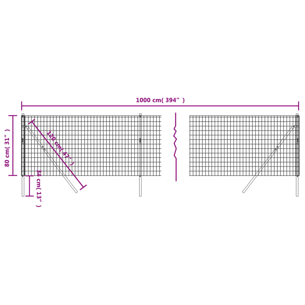 Cerca De Alambre De Acero Galvanizado Verde 0,8x10 M / Vetonek_2
