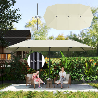 Outsunny Sombrilla Doble 4x2,2 M Con Manivela Manual Impermeable Crema_2