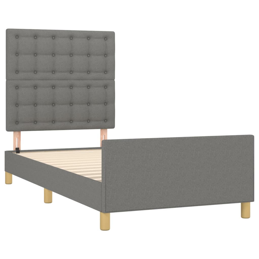 Estructura De Cama Con Cabecero De Tela Gris Oscuro 80x200 Cm / Vetonek_3