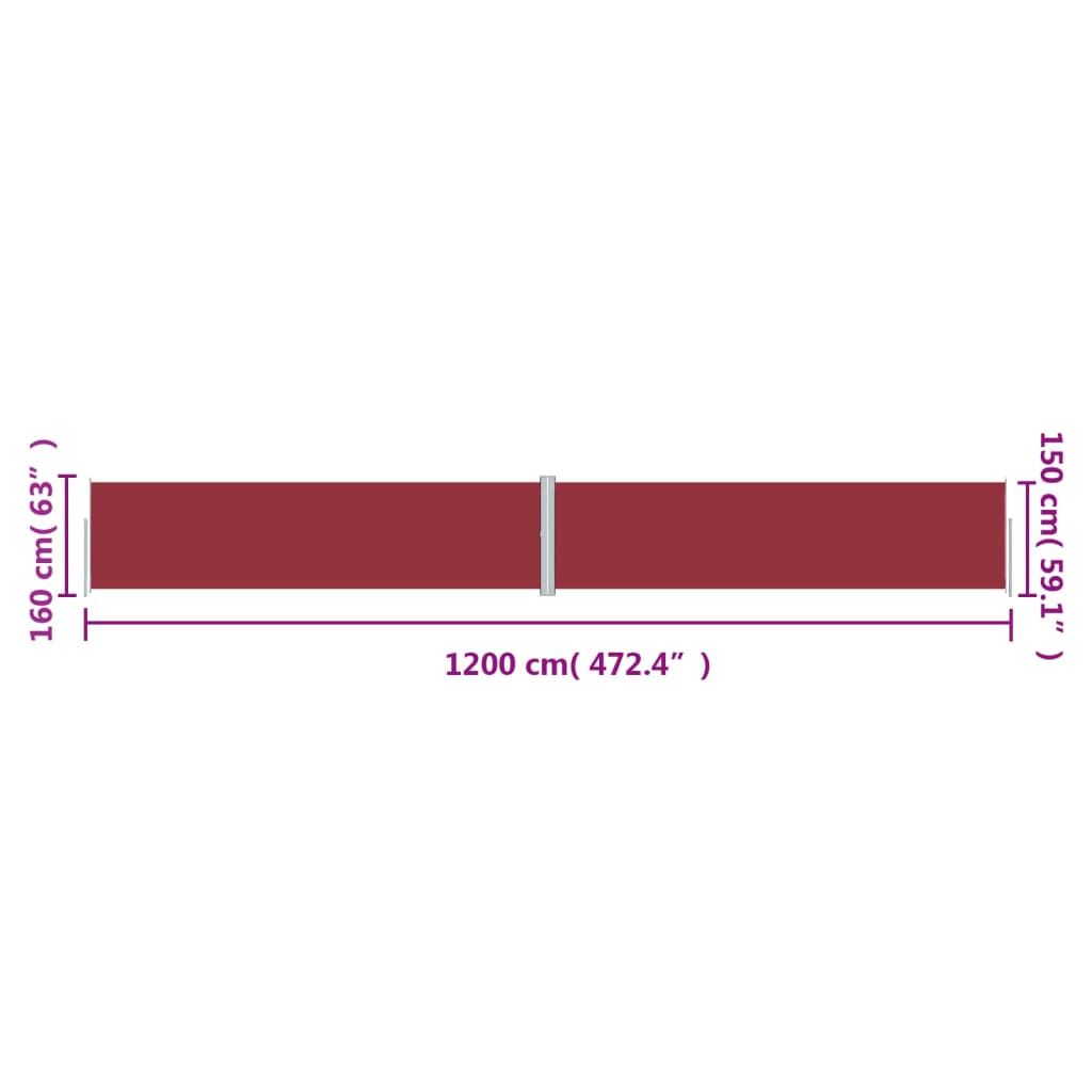 Vidaxl Toldo Lateral Retráctil Rojo 160x1200 Cm_2