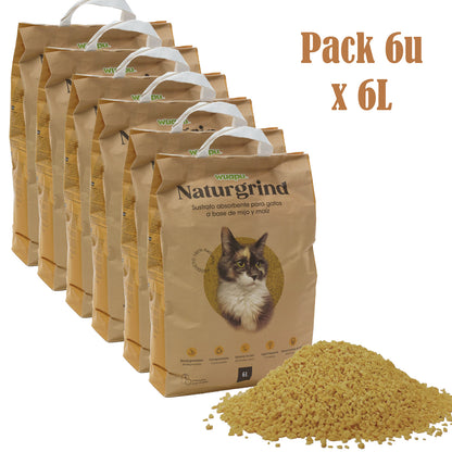 Sustrato Absorbente Wuapu Naturgrind Biodegradable Y Compostable Para Gato 3 Uds 17'5l_1