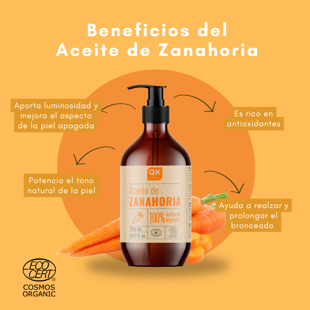 QKnatur - Aceite De Zanahoria 250 ml - 100% Puro - Bronceador Natural - Hidrata Y Aporta Luminosidad - Repara Cabello_3