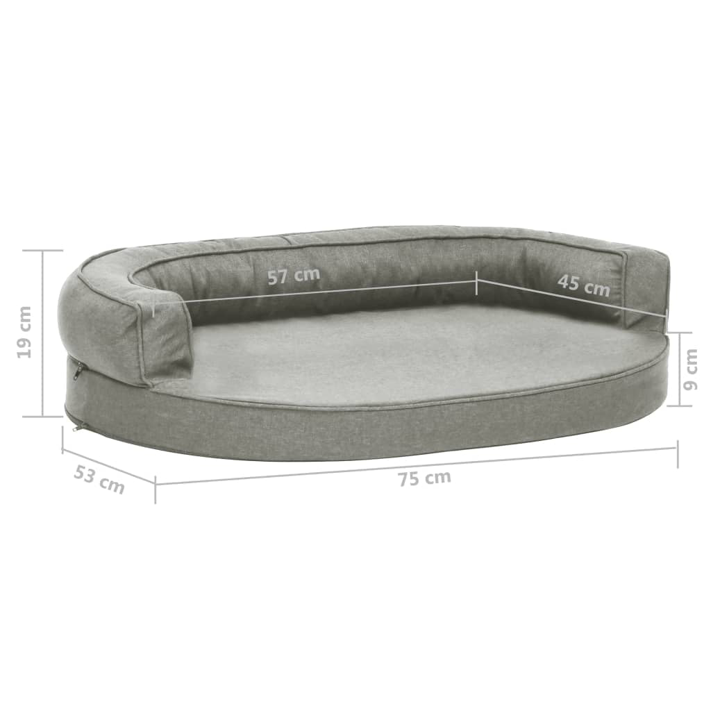 Vidaxl Colchón De Cama De Perro Ergonómico Aspecto Lino Gris 75x53 Cm_2