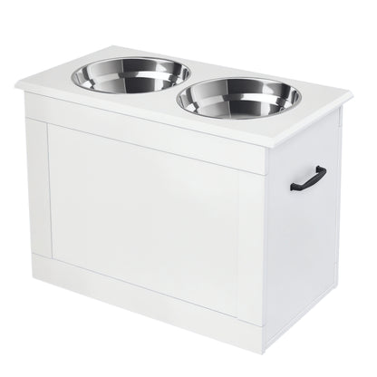 Pawhut Comedero Elevado Para Perros Con 2 Tazones 60x30x41 Cm Blanco_0