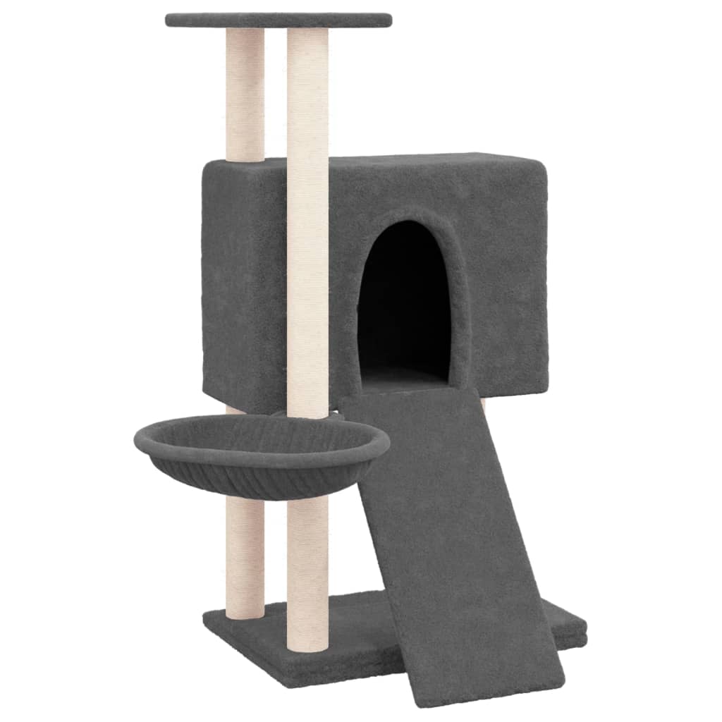 Rascador Para Gatos Con Postes De Sisal Gris Oscuro 96 Cm_0