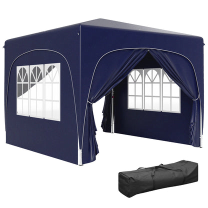 Outsunny Carpa Plegable Gazabo 3x3 M Con Paneles Laterales Upf50+ Azul Oscuro_0