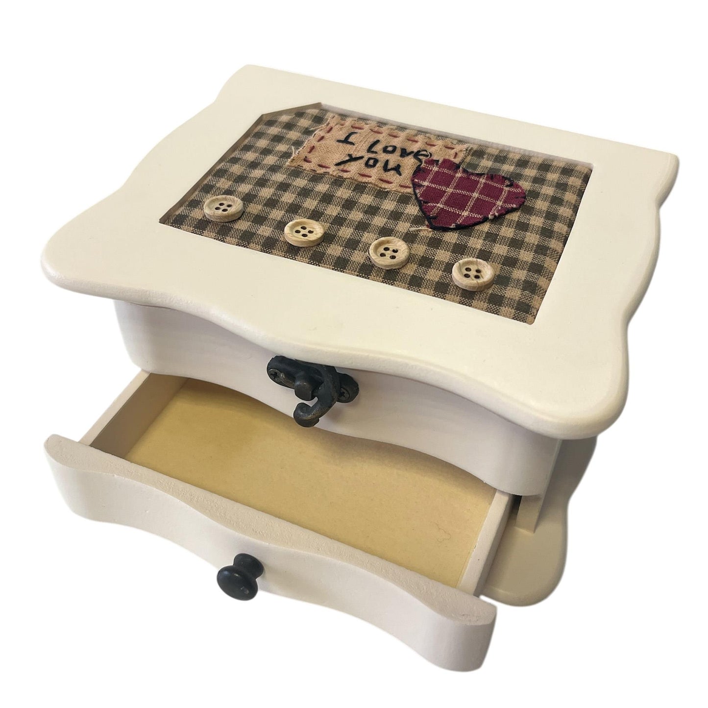 Caja Joyero I Love You Madera Cuadrada Con Espejo Y Cajón