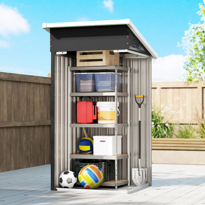 Outsunny Caseta De Jardín Exterior 107,5x91x185 Cm Puerta Con Cerradura Gris_3
