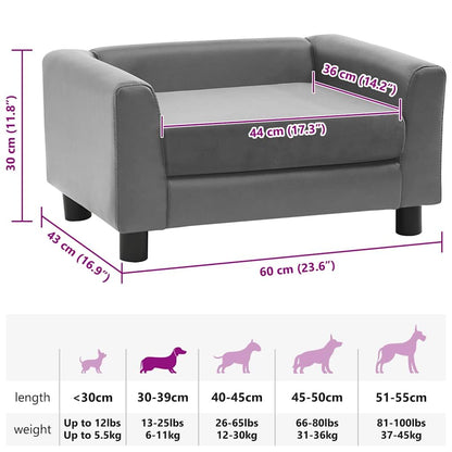 Vidaxl Sofá Para Perros Felpa Y Cuero Sintético Gris 60x43x30 Cm_2