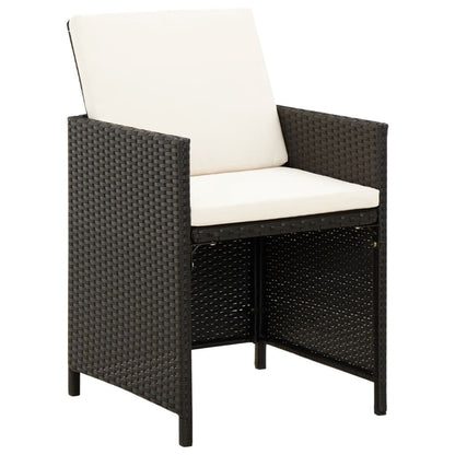 Vidaxl Conjunto De Silla De Jardín Y Taburete 4 Piezas Negra Ratán Pe_1