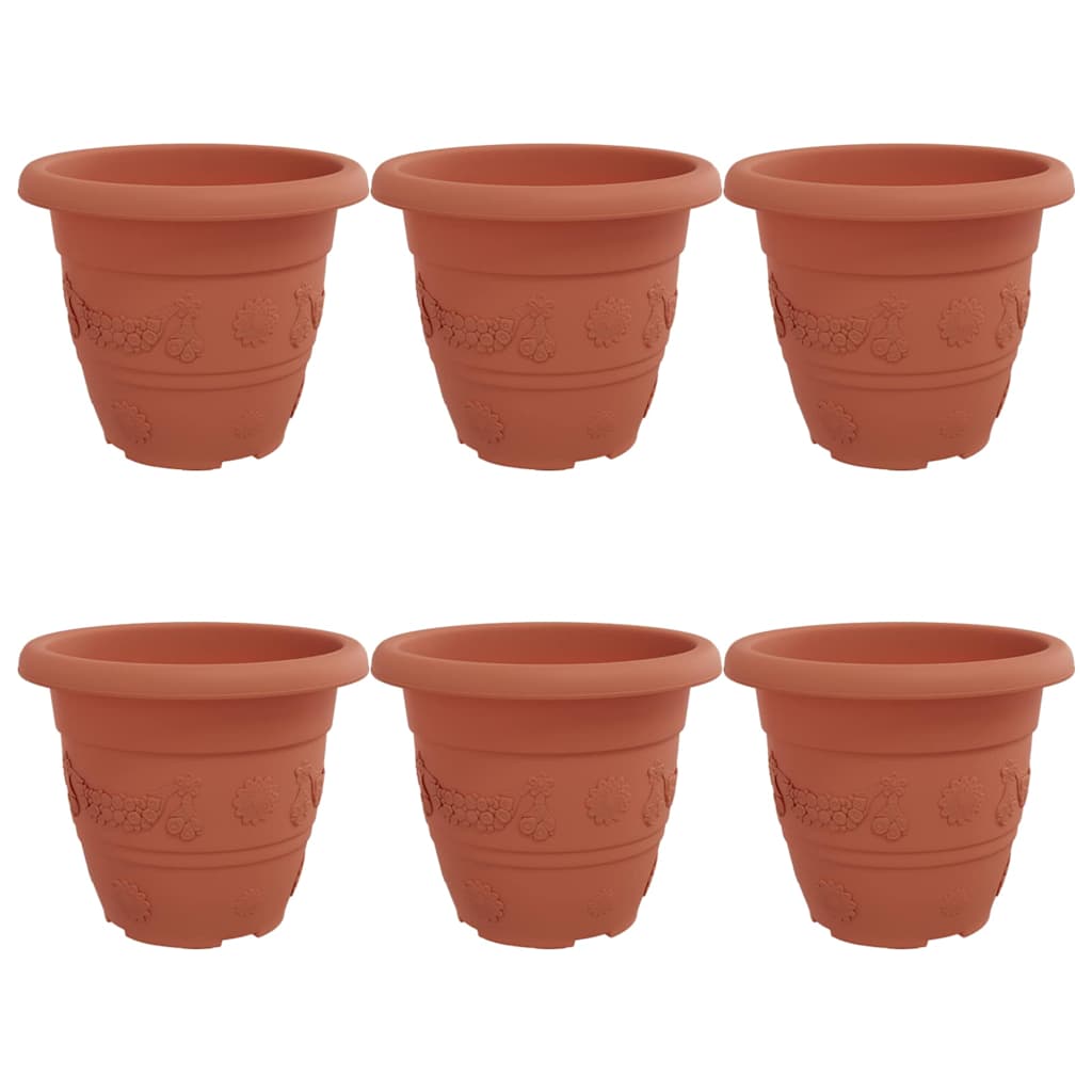 Maceta Redonda Para Flores 6 Pcs Rojo Ladrillo Ø 22 X 18 Cm_0