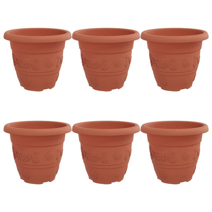 Maceta Redonda Para Flores 6 Pcs Rojo Ladrillo Ø 22 X 18 Cm_0