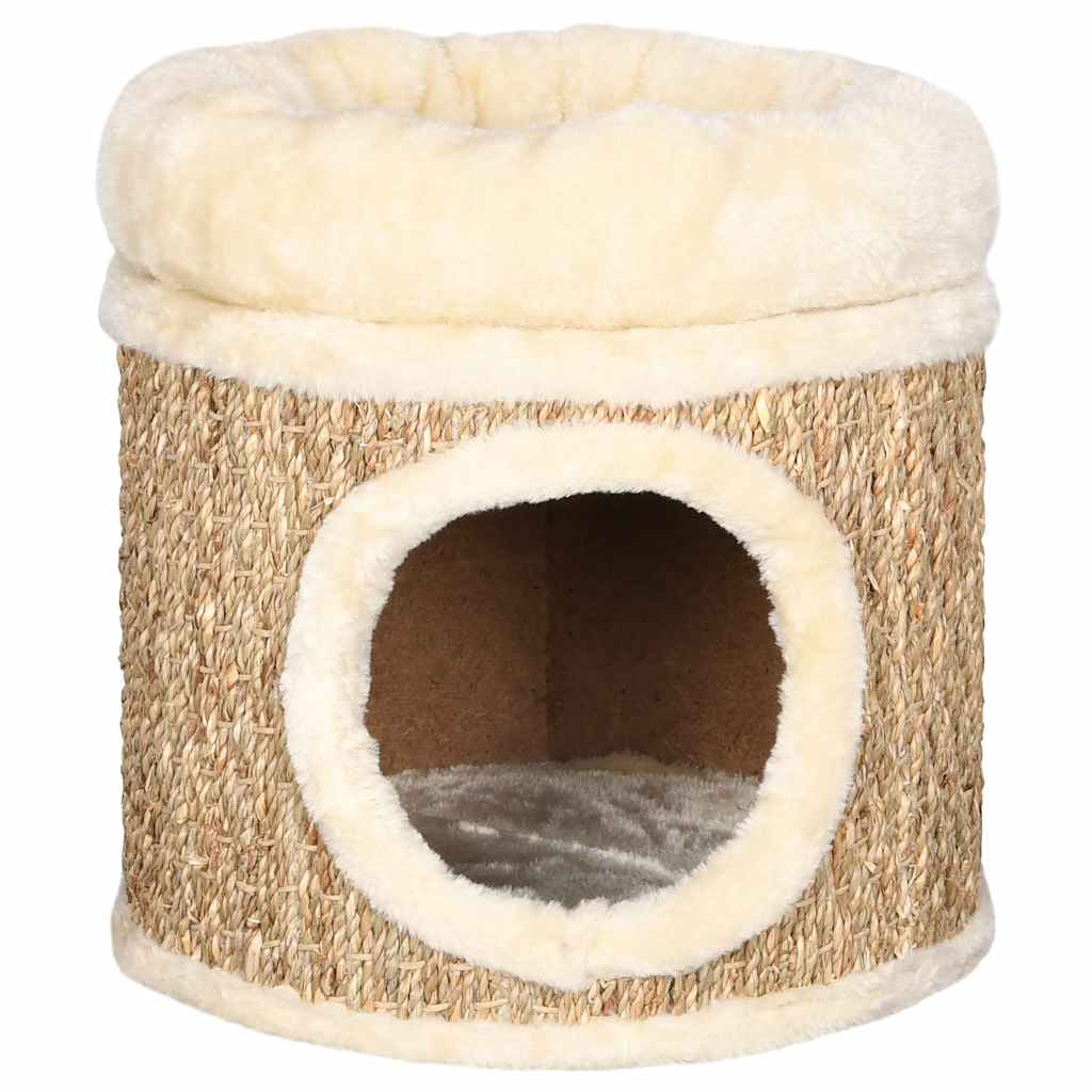 Vidaxl Casita Para Gatos De Lujo Con Cojín Hierba Marina 33 Cm_1
