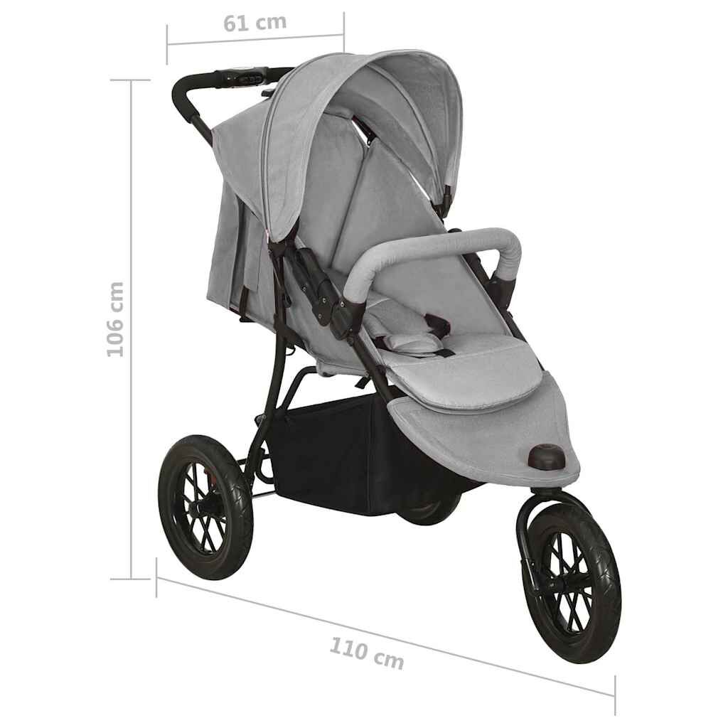 Vidaxl Carrito De Bebés De Acero Gris Claro_2