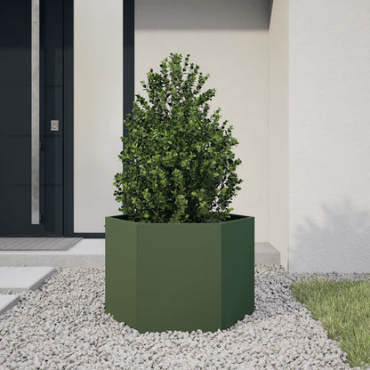 Jardinera Hexagonal De Acero Verde Oliva 69x60x45 Cm_1
