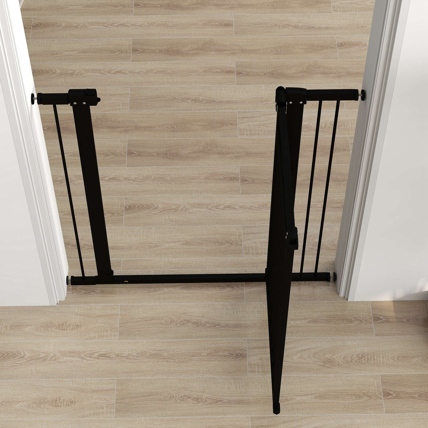 Pawhut Barrera Para Perros Con Ancho Ajustable 76-104 Cm 2 Extensiones Negro_3