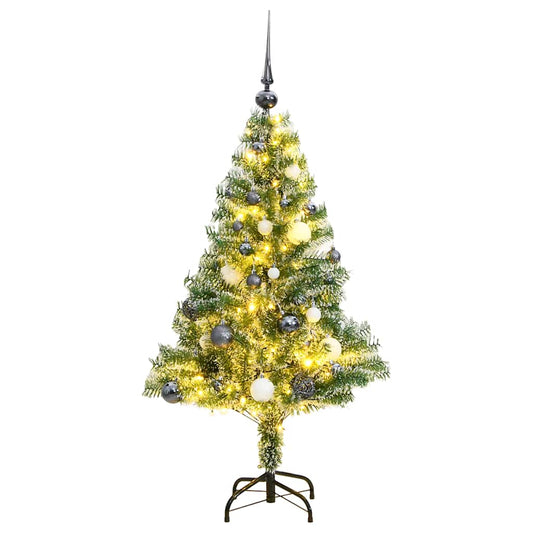 Vidaxl Árbol De Navidad Artificial Con 150 Leds Bolas Y Nieve 150 Cm_0