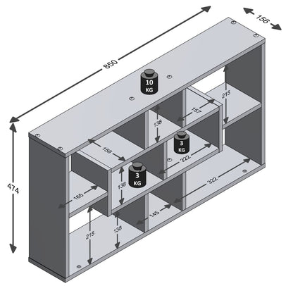 Fmd Estantería De Pared Rectangular Con 8 Compartimentos Blanca / Vetonek_0