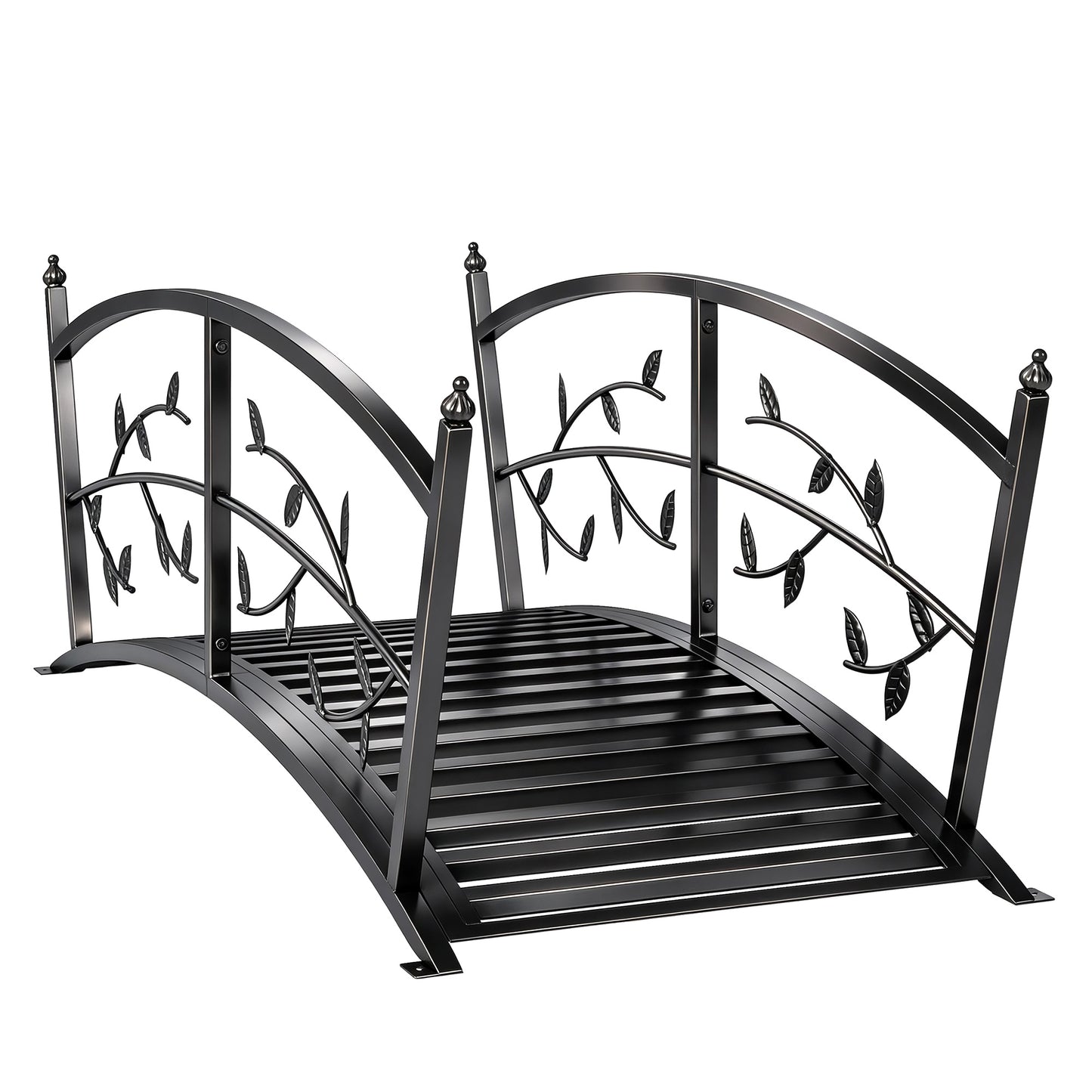 Outsunny Puente De Jardín Metálico 1,2 M Con Barandillas De Seguridad Negro_0
