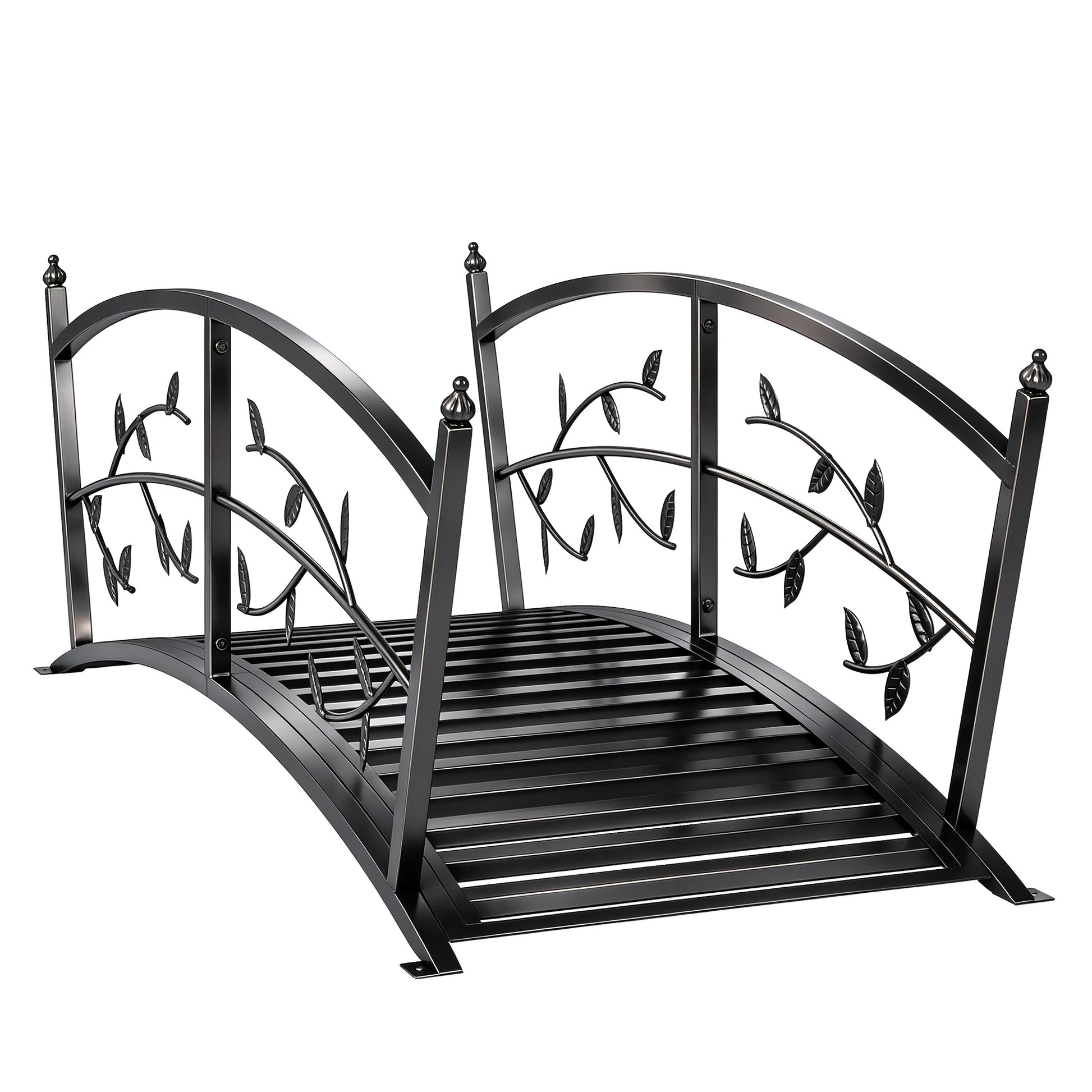 Outsunny Puente De Jardín Metálico 1,2 M Con Barandillas De Seguridad Negro_0
