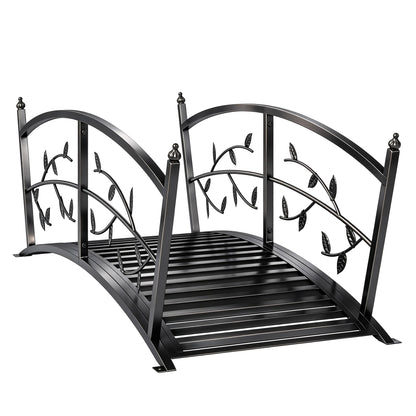 Outsunny Puente De Jardín Metálico 1,2 M Con Barandillas De Seguridad Negro_0