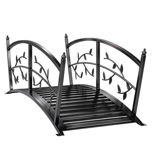 Outsunny Puente De Jardín Metálico 1,2 M Con Barandillas De Seguridad Negro_0