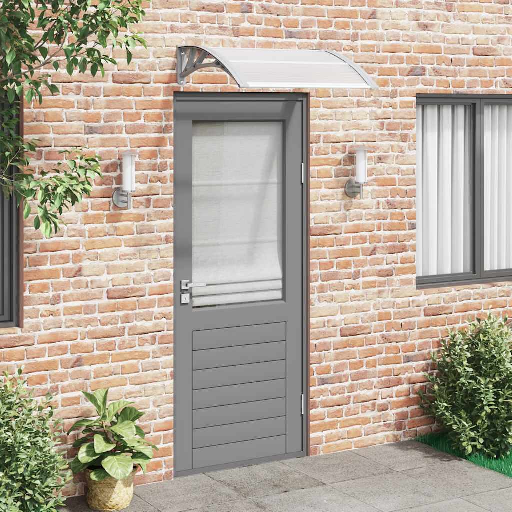Marquesina Para Puerta Gris Y Transparente De Policarbonato 80x75 Cm_1
