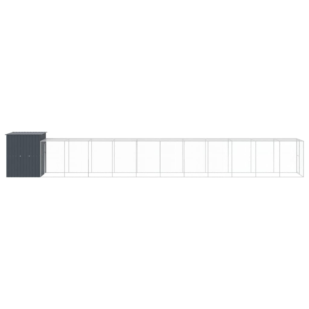 Vidaxl Gallinero Con Corral Acero Galvanizado Gris 165x1271x181 Cm_3