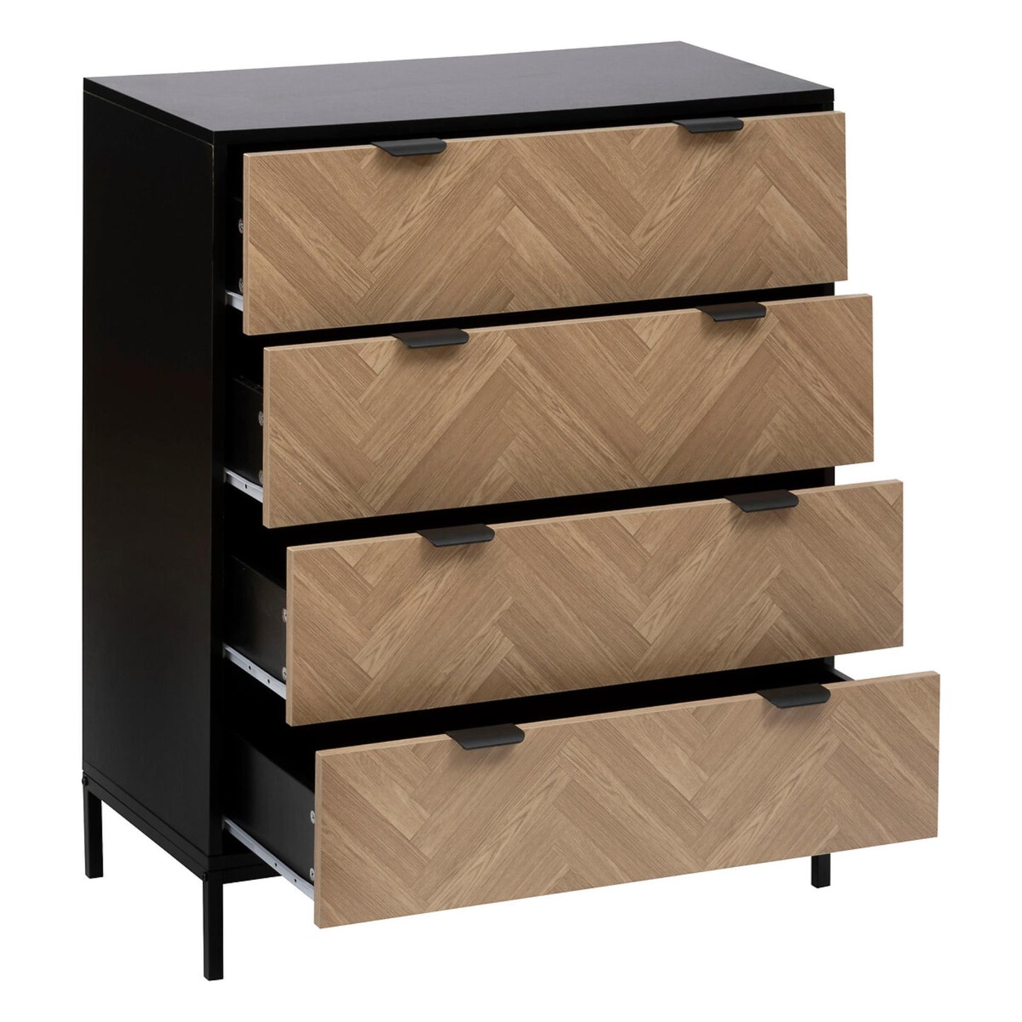 Cómoda Chevrons 4 Cajones en PART BDE1 Color Negro (80 x 40 x 95 cm)_1